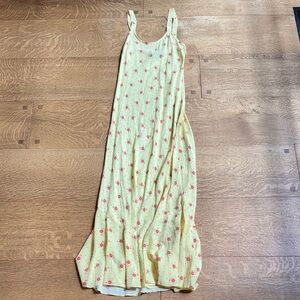 Realisation Par Light Yellow Dress with Pink Floral Design